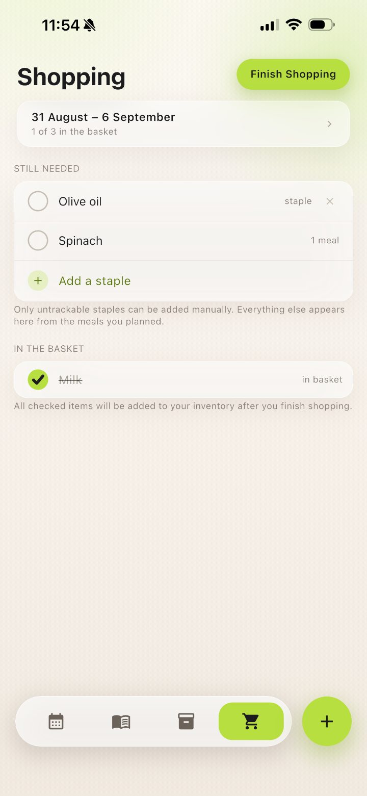 Shopping screen